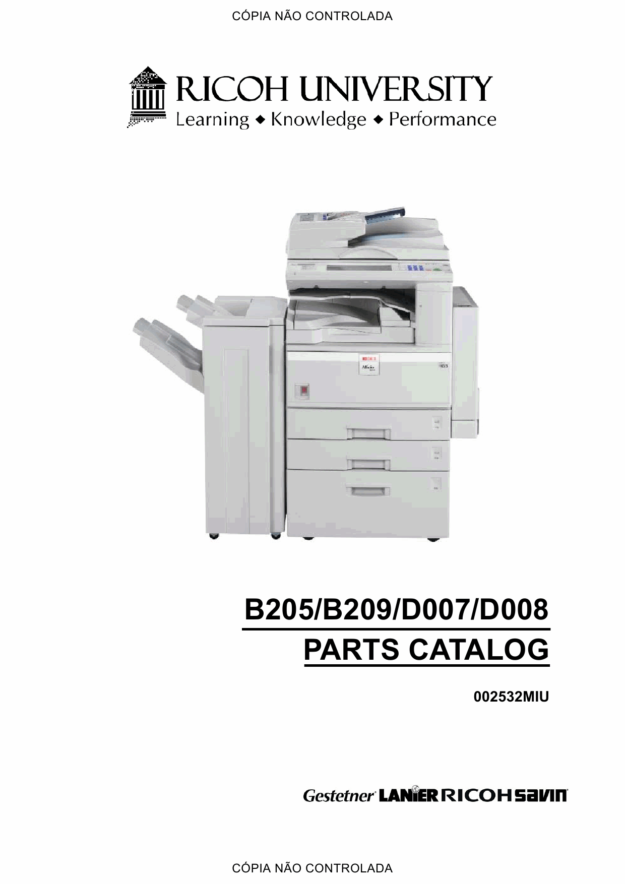 RICOH Aficio 3025 3030 MP2510 MP3010 B205 B209 D007 D008 Parts Catalog-1